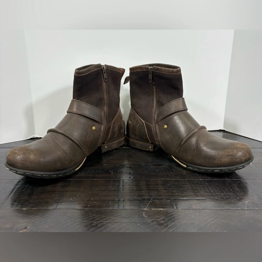 OSSTONE Leather Moto Boots Style OS-5008-1-DA1B1- LIKE NEW!